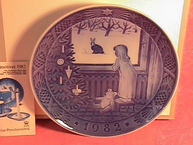 Royal Copenhagen Christmas Plate-1982 Waiting For Christmas
