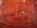 Northwoods= Signed= Carnival (Marigold) Peacock at the Fountain Covered Butter Dish