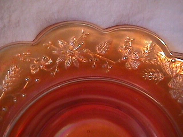 Northwoods= Signed= Carnival (Marigold) Peacock at the Fountain Covered Butter Dish