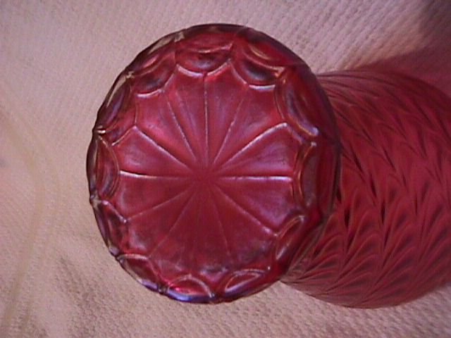 Loetz=Tiffany Type= Cranberry Swirled Drape Art Glass Vase