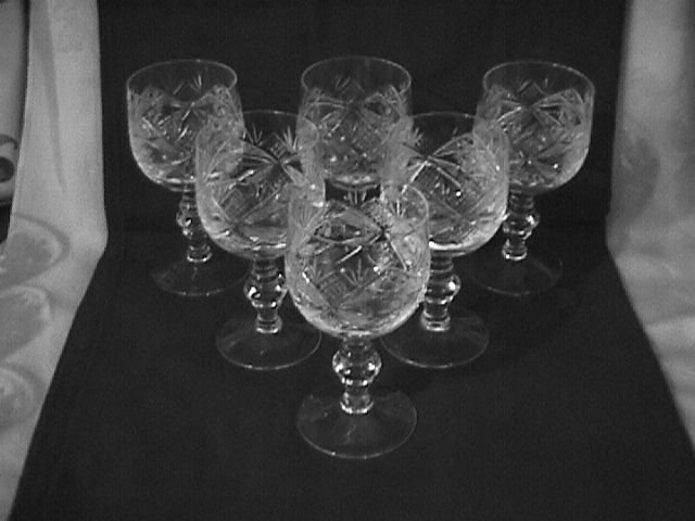 Elegant Cut Glass Wine Set -6 (Unknown Pattern)
