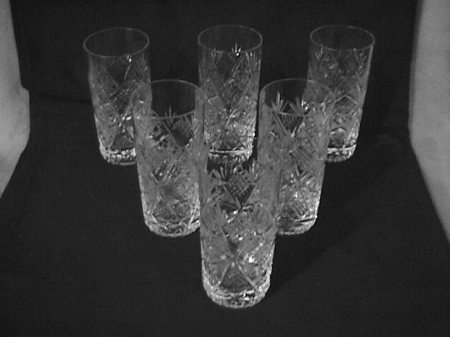 Elegant Cut Glass Whiskey Sours Set -6 (Unknown Pattern)