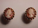 10K Gold and Shell Cameo Earrings