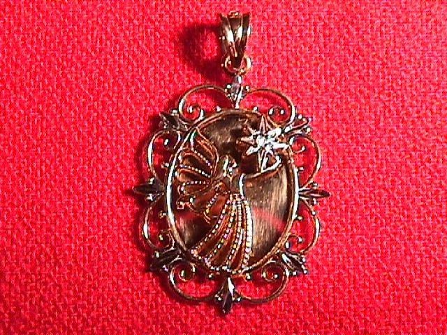 10K Gold Angel Pendant with a Tiny Diamond