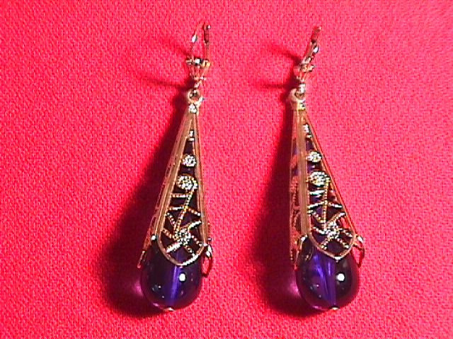 14k Solid Gold & Cobalt Tear Drop Earrings
