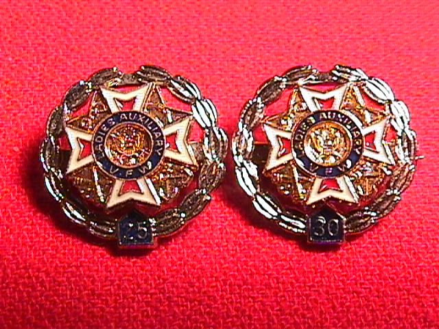 2 Ladies Auxilary V.F.W. Year Pins