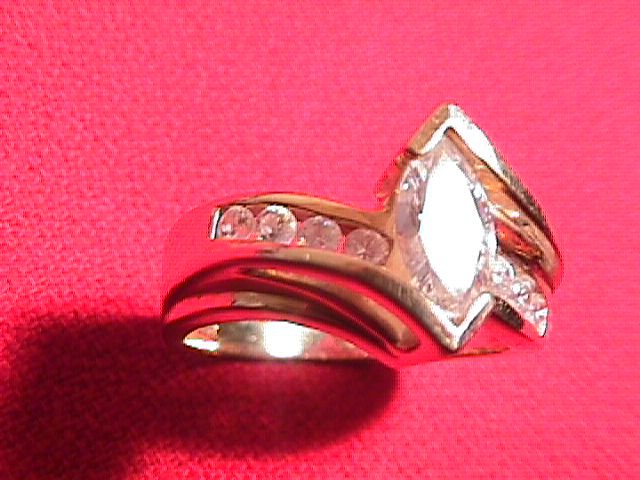 14k Solid Gold and Cubic Zirconia Ladies Ring