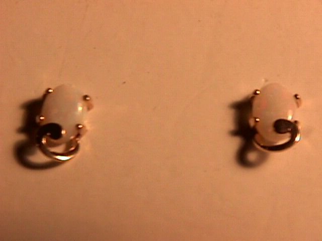 14K Solid Gold and Opal Earrings