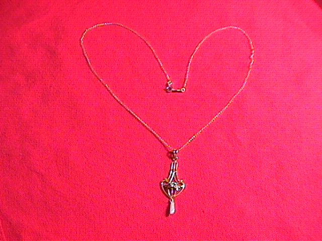 Genuine Gold Art Noveau Lavalier Necklace