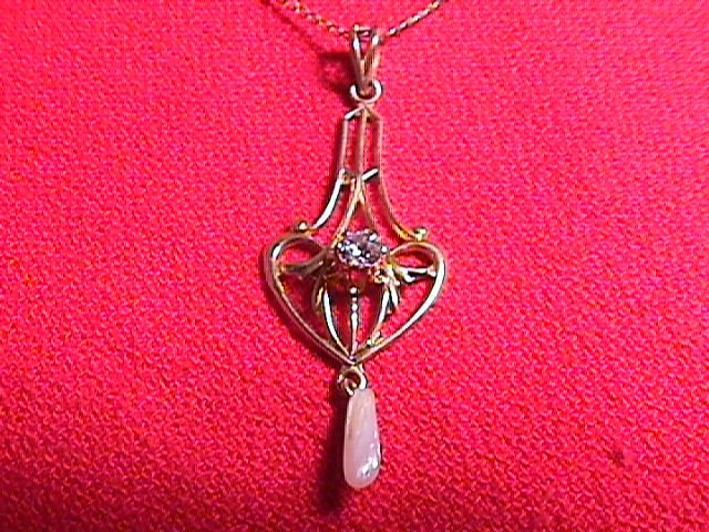 Genuine Gold Art Noveau Lavalier Necklace