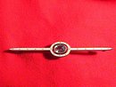 Art-Deco Silver French Bar Pin with Aqua Stone