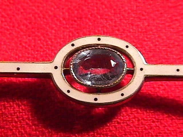Art-Deco Silver French Bar Pin with Aqua Stone