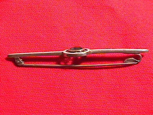 Art-Deco Silver French Bar Pin with Aqua Stone