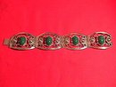 Sterling & Green Onyx Mayan Mask Bracelet