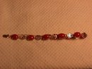 14K Solid Gold and Genuine Coral Asian Motif Bracelet