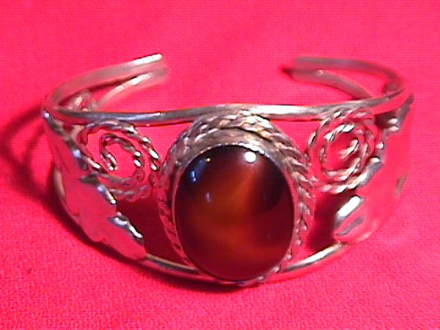 Sterling & Brown Agate ( Leaf & Rope) Bracelet