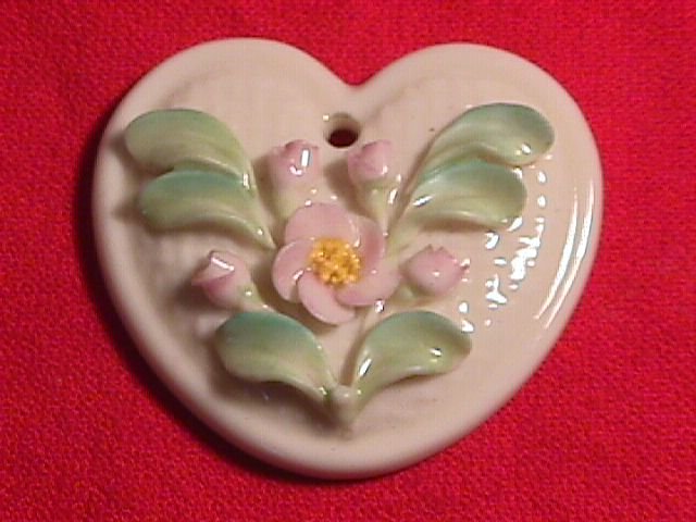 Belleek Porcelaine Heart & Floral Pendant