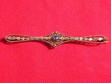 10K Solid Gold & Sapphire Bar Pin
