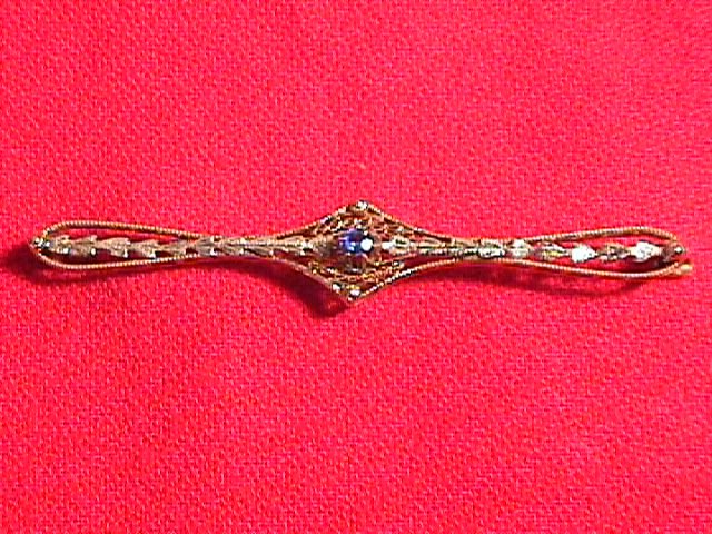 10K Solid Gold & Sapphire Bar Pin