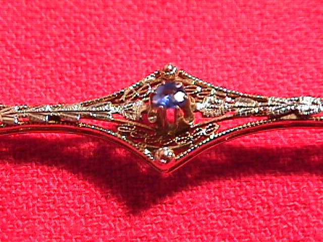 10K Solid Gold & Sapphire Bar Pin