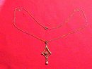 10k Solid Gold Diamond & Seed Pearl Lavalier