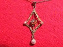 10k Solid Gold Diamond & Seed Pearl Lavalier