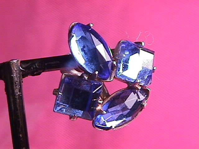Sterling & Blue Rhinestone Screw-Back Earrings