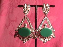 Sterling & Green Onyx Screw-Back Earrings