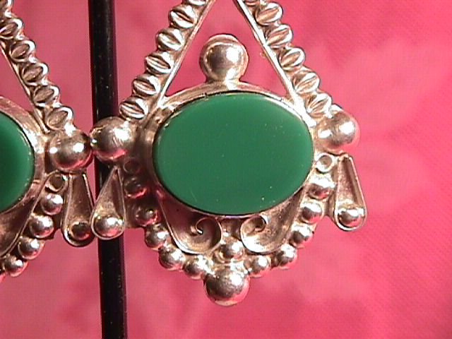 Sterling & Green Onyx Screw-Back Earrings