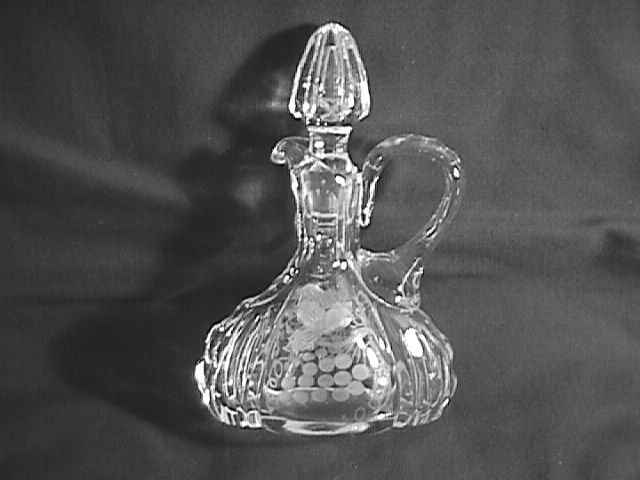 Vintage Large Cut Crystal Cruet (Frosted Grapes)