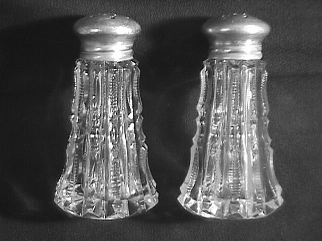 Pitkins & Brookes Cut Glass with Sterling Tops Salt & Pepper Set