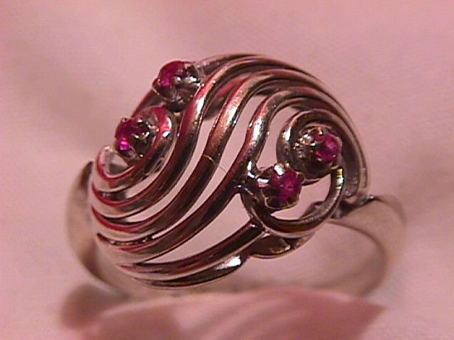 14K Solid White Gold & Ruby Ring