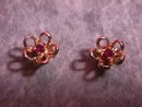 Gold & Garnet Flower Earrings
