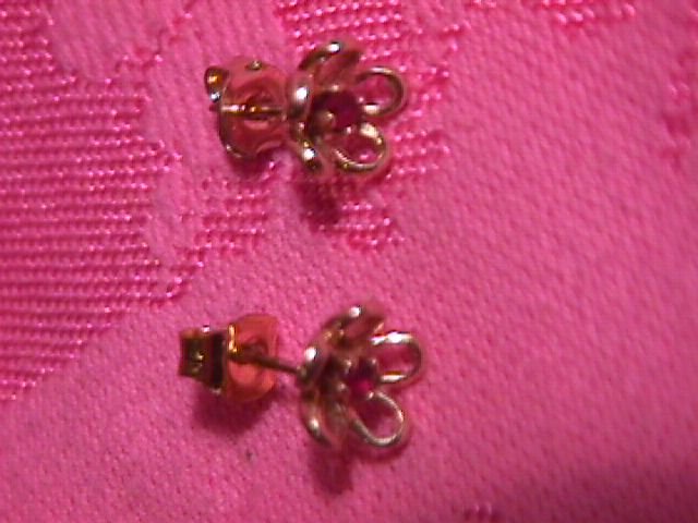 Gold & Garnet Flower Earrings