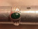 Sterling and Genuine Malachite Wing Form Ladies Ring