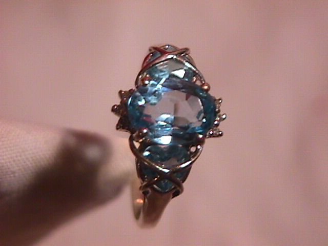 Unique 10K Solid Gold Blue Topaz Ring