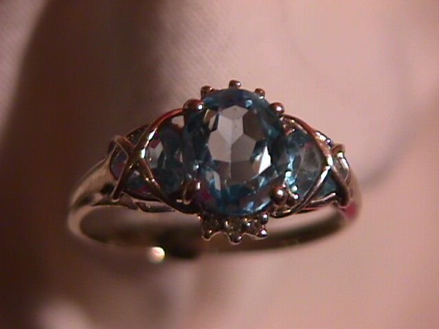 Unique 10K Solid Gold Blue Topaz Ring