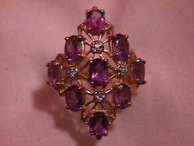 10K Solid Gold Light Amethyst & Diamond Ring