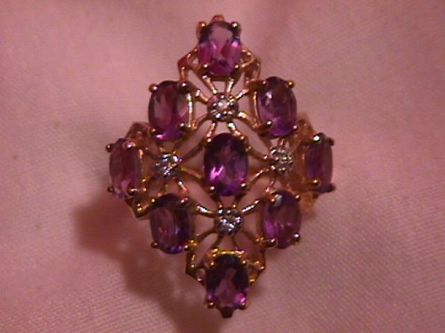 10K Solid Gold Light Amethyst & Diamond Ring