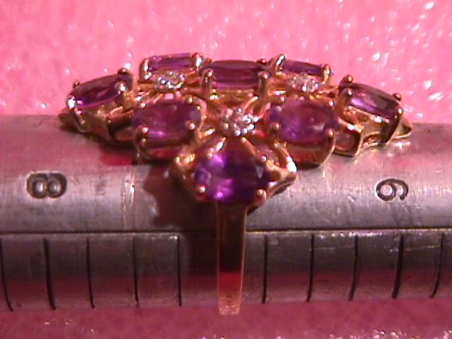 10K Solid Gold Light Amethyst & Diamond Ring