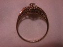 10K Gold and Diamond Ring with a Marquise Emerald