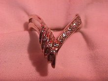 14 K Solid Gold Retro (V) Shape Diamond Ring