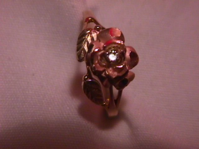 10K Solid Gold (2-Tone) Rose Diamond Ring