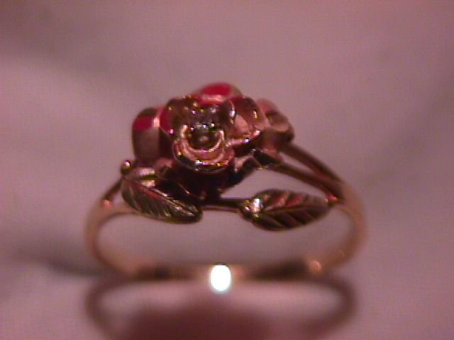 10K Solid Gold (2-Tone) Rose Diamond Ring