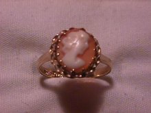 14K Solid Gold Shell Cameo Ladies Ring