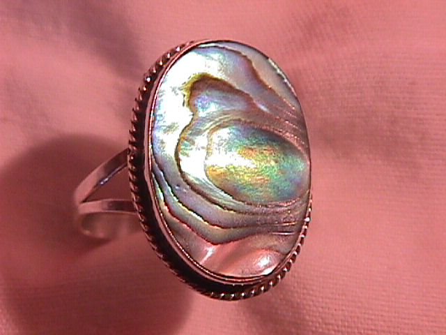 Knockout Sterling and Shell Abalone Ring (Mexico)
