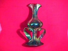 Zsolnay Hungarian ( Ribbon Vase) with Multi-Color Eosin Glaze