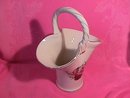 Porcelain Basket with Rose Bouquet and Gold Trim