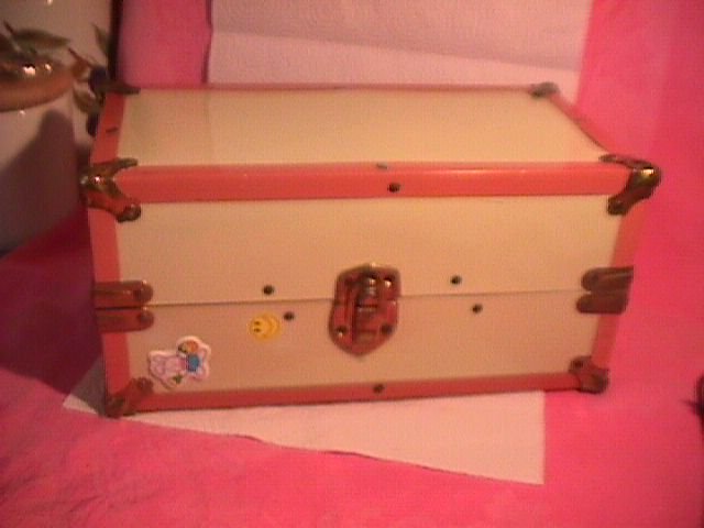 Pink & Cream Metal Trunk for Small Dolls