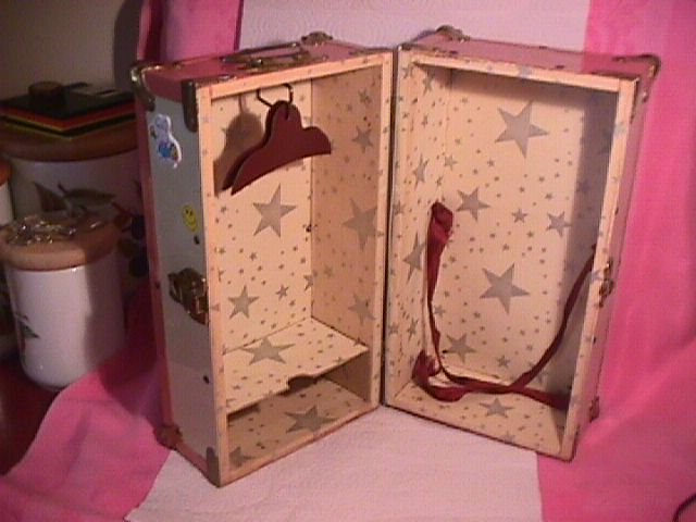 Pink & Cream Metal Trunk for Small Dolls